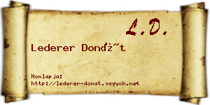 Lederer Donát névjegykártya